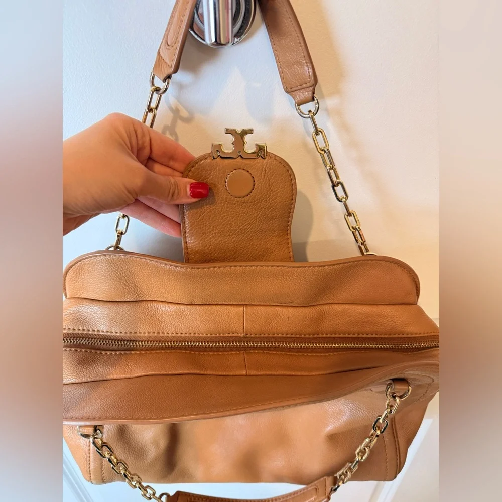 Tory Burch Leather Sammy Tote Bag,‎ Brown